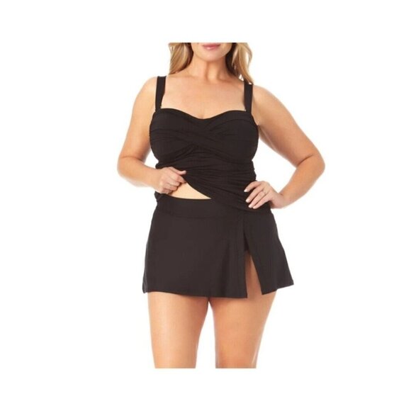 ANNE Cole Twist Front Underwire Bandeaukini Swim Top. NWT $78. Size 24W - Picture 1 of 5